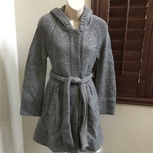 Free People Knit Belted Cardigan w/Hood Sweater M